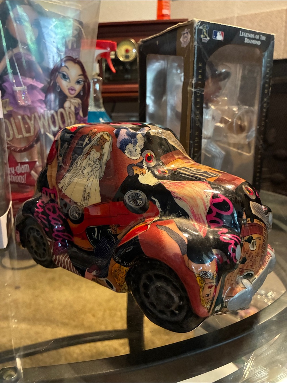 Barbie Pink Red Collage Ceramic car